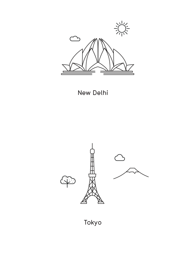 New Delhi and Tokyo