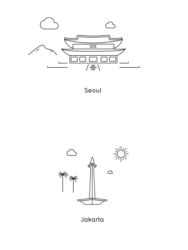Seoul and Jakarta